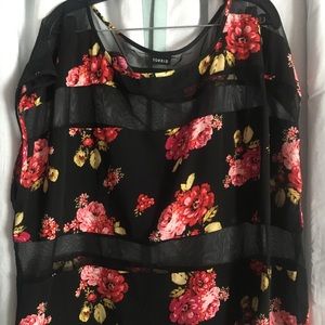 Black Floral Mesh Top